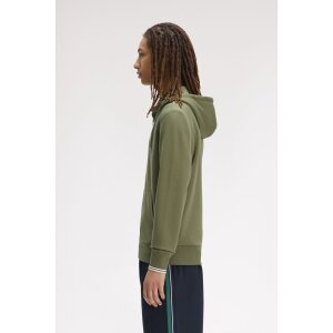 FRED PERRY Fred Perry Hooded Zip Through Sweatshirt laurel wreath green/ ecru