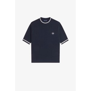 FRED PERRY Strukturiertes Stricktop navy