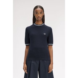FRED PERRY Strukturiertes Stricktop navy