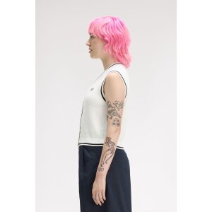 FRED PERRY Gestricktes Tanktop mit Knöpfen snow white