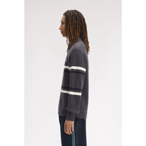 FRED PERRY Cardigan mit Grafik und Doppelstreifen anchor grey