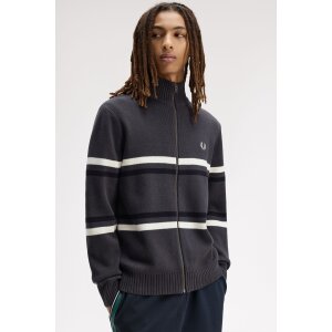 FRED PERRY Cardigan mit Grafik und Doppelstreifen anchor grey