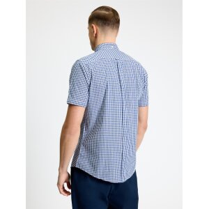 BEN SHERMAN Short Sleeve Signature Gingham Shirt dark blue