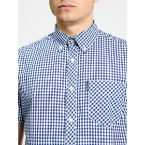 BEN SHERMAN Short Sleeve Signature Gingham Shirt dark blue