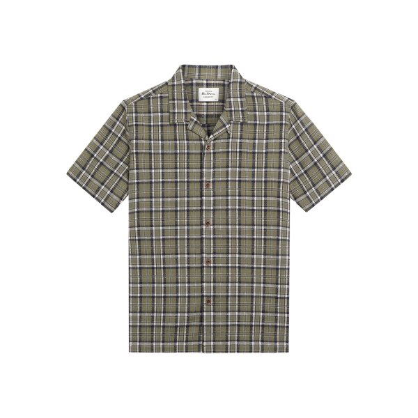 FRED PERRY Lightweight Texture Revere Collar Shirt olive mint, 88,99 €