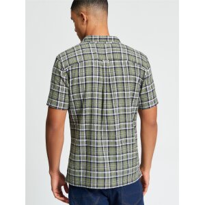 BEN SHERMAN Short Sleeve Texture Check Shirt loden