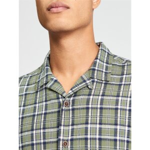 BEN SHERMAN Short Sleeve Texture Check Shirt loden