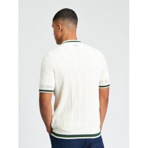 BEN SHERMAN Open Texture Short Sleeve Button Through Shirt ivory