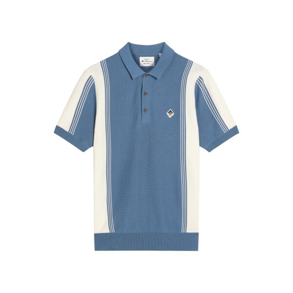 BEN SHERMAN Short Sleeve Colour Block Sport Polo riviera blue