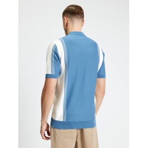 BEN SHERMAN Short Sleeve Colour Block Sport Polo riviera blue