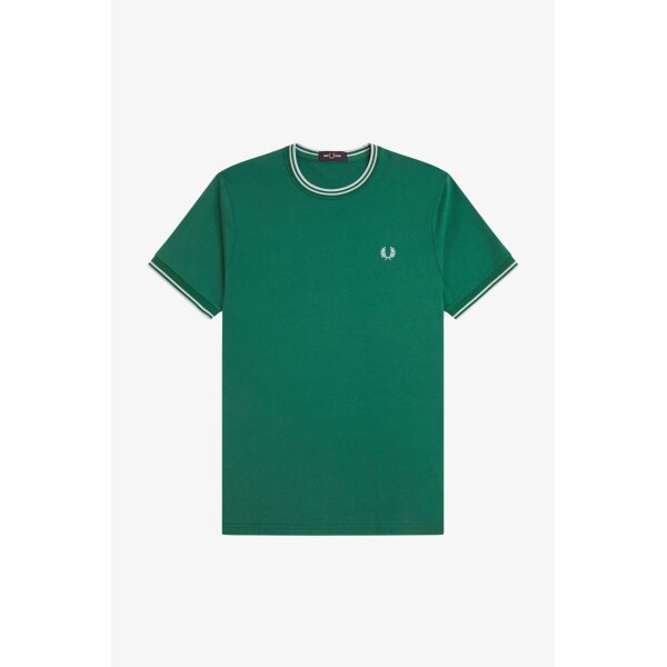 FRED PERRY T-Shirt mit Doppelstreifen sport green / light ice / light ice