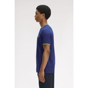 FRED PERRY Twin Tipped T-Shirt french navy/ dusky blue/ citron