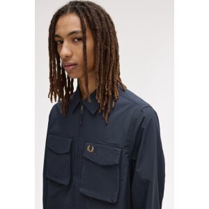 FRED PERRY Ripstop-Hemdjacke mit Reißverschluss navy