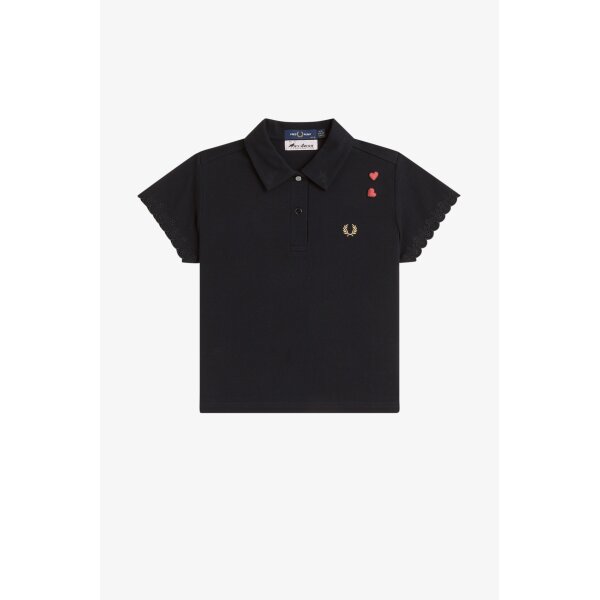 FRED PERRY AMY WINEHOUSE Foundation Embroidered Detail Polo Shirt black