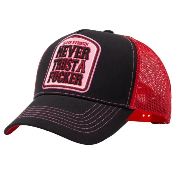 QUEEN KEROSIN Trucker Cap Never Fuck A Fucker black/ red