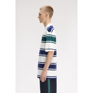 FRED PERRY Lässiges gestreiftes Poloshirt snow white