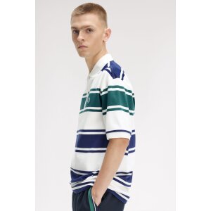 FRED PERRY Lässiges gestreiftes Poloshirt snow white