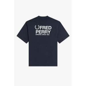 FRED PERRY T-Shirt mit Fred Perry Print am Rücken navy