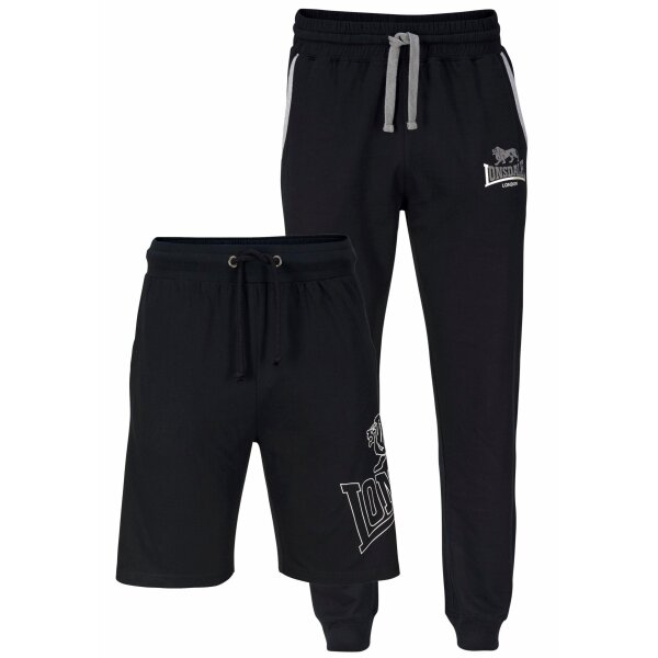 LONSDALE Jogging Pants and Shorts 2-Pack black