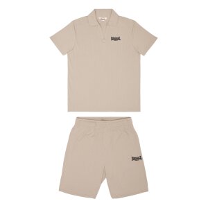 LONSDALE Motspur Poloshirt & Shorts Set beige/ black
