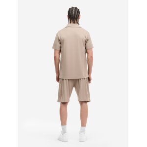 LONSDALE Motspur Poloshirt & Shorts Set beige/ black