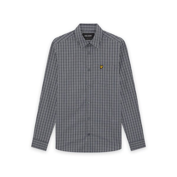 LYLE & SCOTT Grid Check Shirt Dark Navy – Mens Check Cotton Shirt