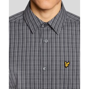 LYLE & SCOTT Grid Check Shirt Dark Navy – Mens Check Cotton Shirt