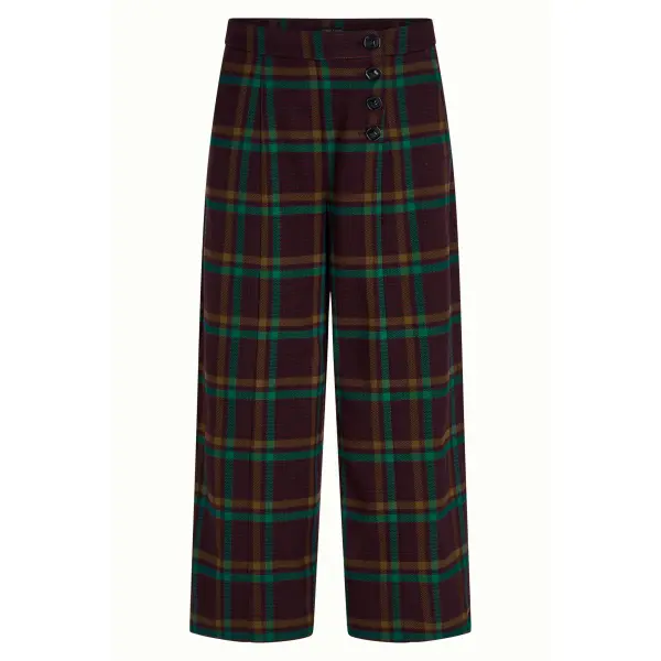KING LOUIE Melody Culotte Vera Check Porto Red | Womens Check Culotte Trousers