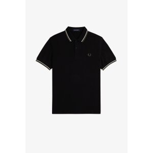 FRED PERRY Twin Tipped Polo Shirt black / ecru / laurel...
