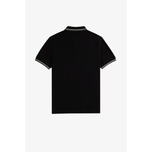FRED PERRY Twin Tipped Polo Shirt black / ecru / laurel wreath green