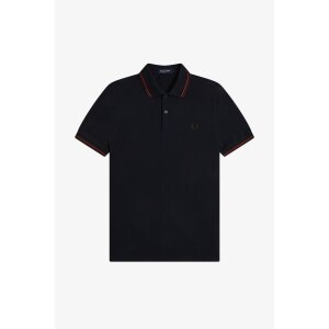 FRED PERRY Twin Tipped Polo Shirt navy / brandy / rich brown