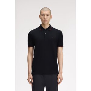 FRED PERRY Twin Tipped Polo Shirt navy / brandy / rich brown