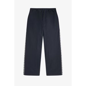 FRED PERRY Damen Trainingshose mit Sportband Navy – Wide Leg