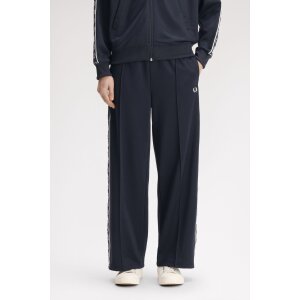 FRED PERRY Damen Trainingshose mit Sportband Navy – Wide Leg