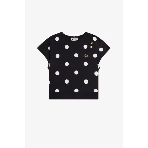 FRED PERRY Amy Winehouse Foundation Flocked Polka Dot Top – Black