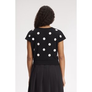 FRED PERRY Amy Winehouse Foundation Flocked Polka Dot Top – Black