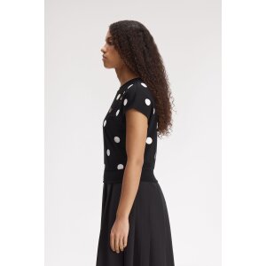 FRED PERRY Amy Winehouse Foundation Flocked Polka Dot Top – Black