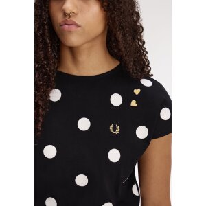 FRED PERRY Amy Winehouse Foundation Flocked Polka Dot Top – Black