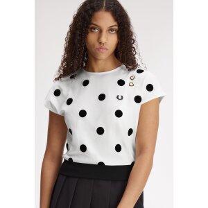 FRED PERRY Amy Winehouse Foundation Oberteil mit beflockten Punkten snow white