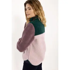 DANEFAE Danebirk Fleece Zip-Up canard/ cold pink/ grey plum