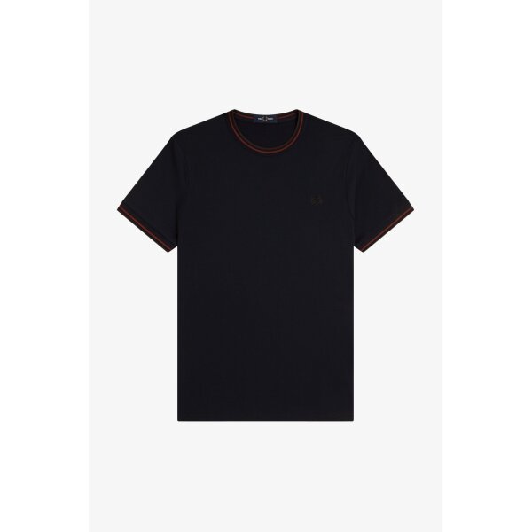 FRED PERRY Twin Tipped T-Shirt navy/ brandy/ rich brown