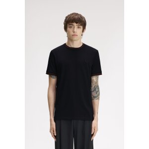 FRED PERRY T-Shirt mit Doppelstreifen navy/ brandy/ rich...