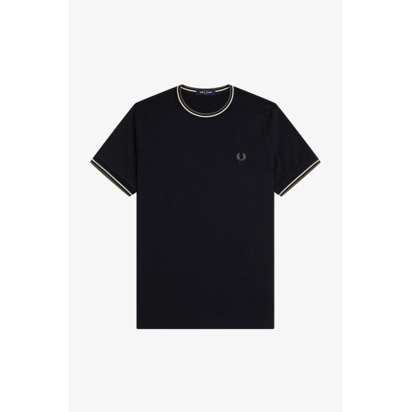 FRED PERRY Twin Tipped T-Shirt black/ ecru/ laurel wreath green