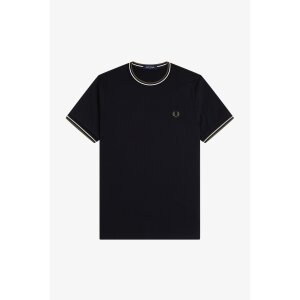 FRED PERRY T-Shirt mit Doppelstreifen black/ ecru/ laurel...