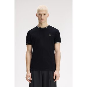 FRED PERRY T-Shirt mit Doppelstreifen black/ ecru/ laurel...
