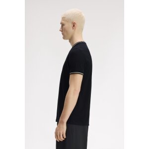 FRED PERRY Twin Tipped T-Shirt black/ ecru/ laurel wreath green