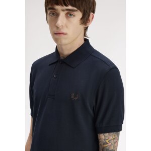FRED PERRY M3600 Polo Shirt Navy / Brandy / Rich Brown – Mens Polo Shirt