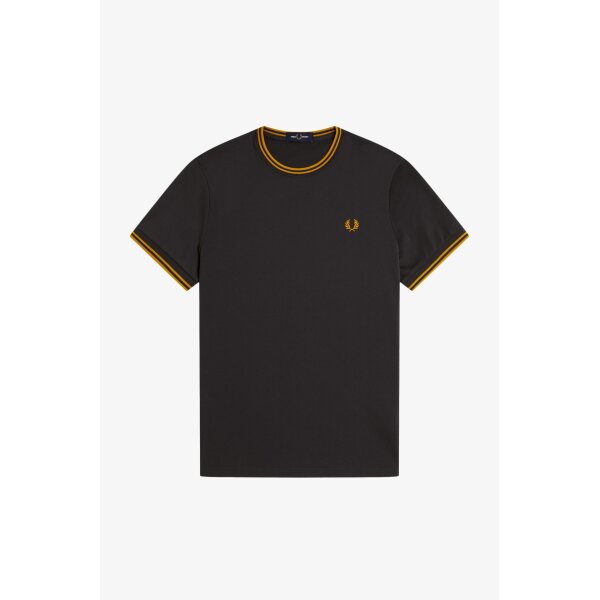 FRED PERRY T-Shirt mit Doppelstreifen anchor grey/ golden