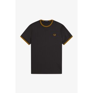 FRED PERRY T-Shirt mit Doppelstreifen anchor grey/ golden