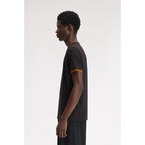 FRED PERRY T-Shirt mit Doppelstreifen anchor grey/ golden